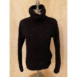 Ladies Small Ann Taylor Black 100% Cashmere Cable Chunky Sweater
